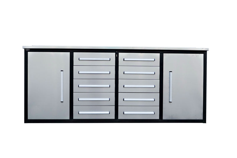 Load image into Gallery viewer, Steelman 7&#39; Stainless Steel Garage Cabinet Workbench (10 Drawers)
