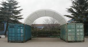 Gold Mountain Single Truss Shipping Container Canopy Shelter 20'x20'x6.5' 1.0m Arch space 300g PE