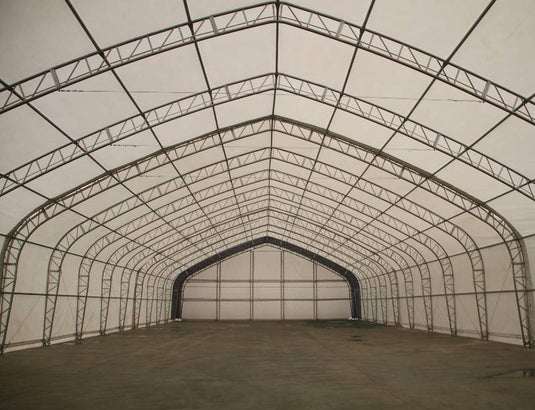 Abri de rangement à double ferme Gold Mountain - L40'xL80'xH23' - Espacement des arches de 8 pieds - PVC 610 g