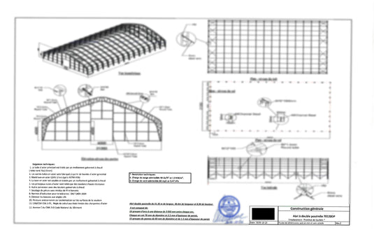 Abri de stockage à double ferme Gold Mountain L70'xL120'xH28' Espacement des arches de 8 pieds