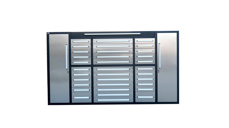 Load image into Gallery viewer, Steelman 9&#39; Stainless Steel Garage Cabinet (34 Drawers)
