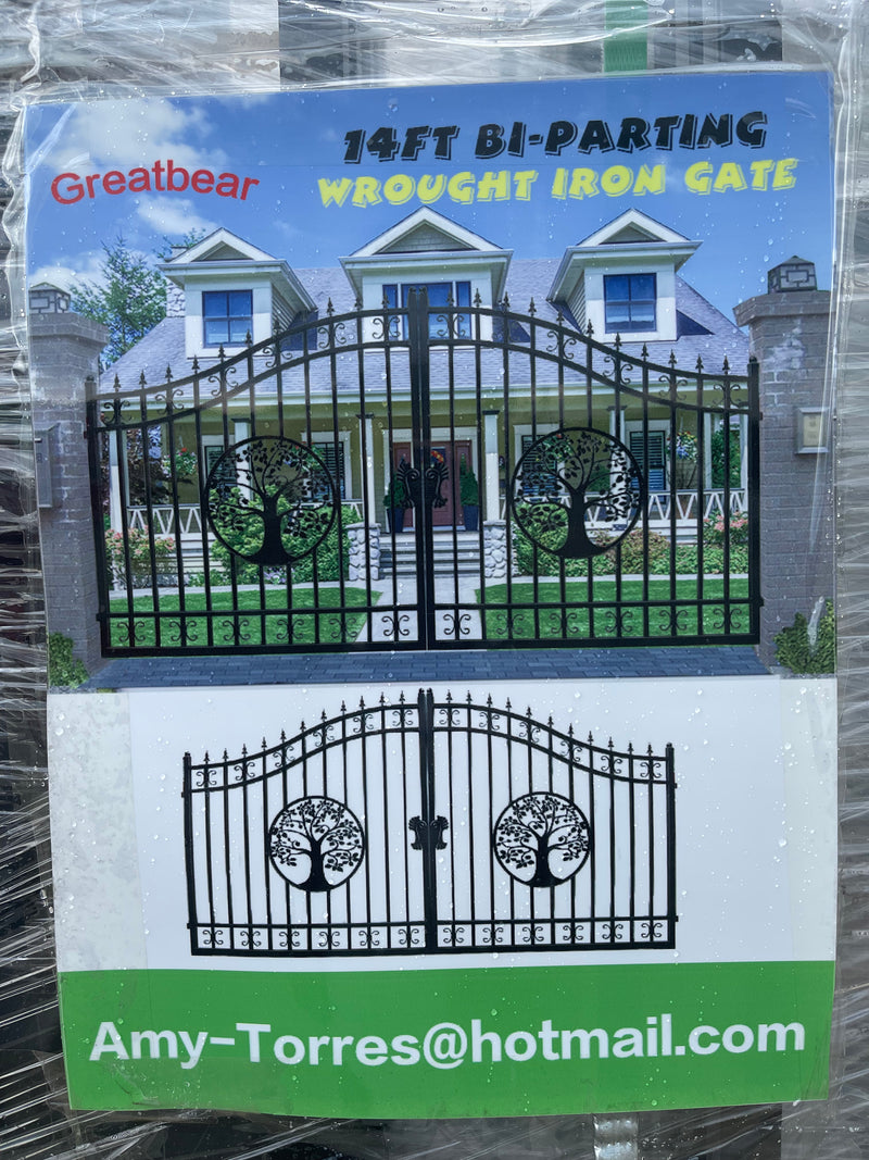Load image into Gallery viewer, Greatbear Dual Swing Wrought Iron Gate with Pattern &quot;Tree&quot;
