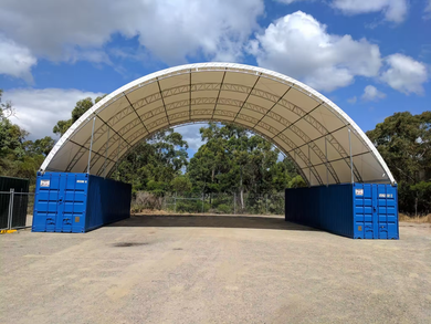 Gold Mountain Double Truss Shipping Container Canopy Shelter 60'x40'x20'-610g PVC