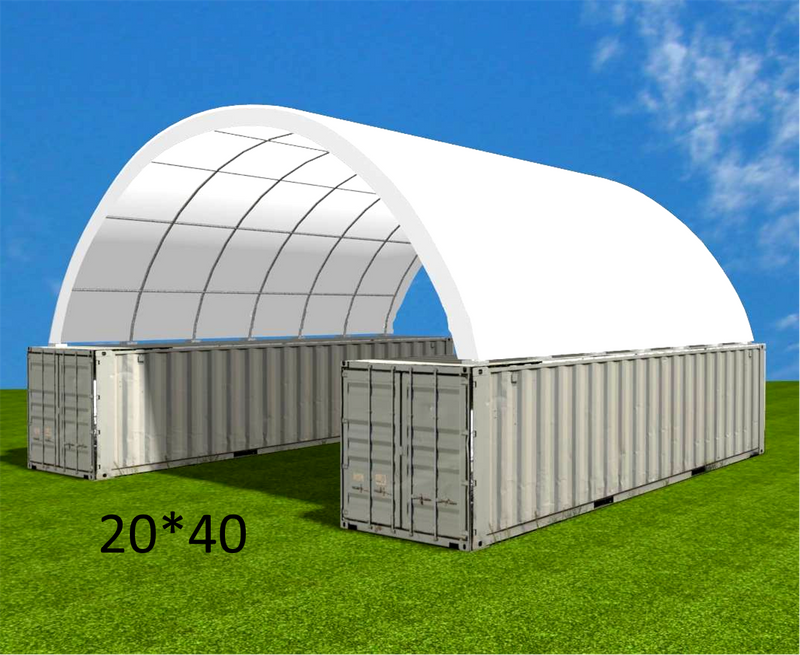 Load image into Gallery viewer, Gold Mountain Single Truss Shipping Container Canopy Shelter 20&#39;x40&#39;x6.5&#39; 1m Arch space - 300g PE
