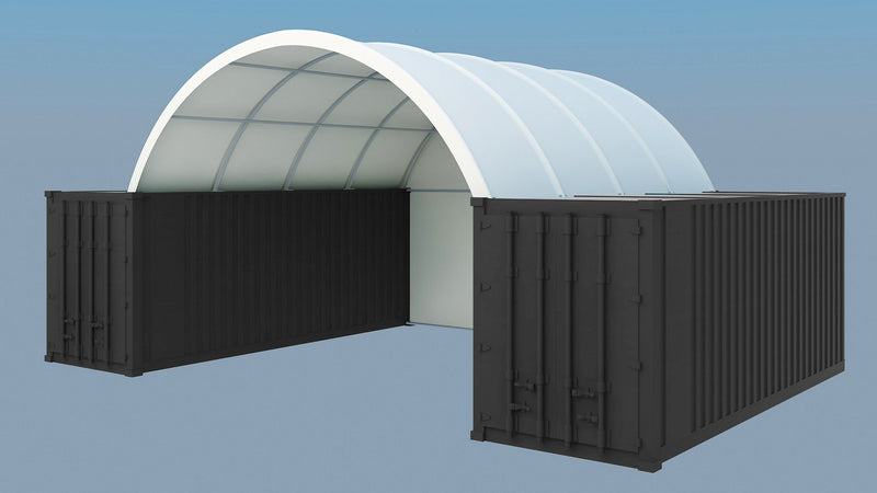 Load image into Gallery viewer, Gold Mountain Single Truss Shipping Container Canopy Shelter 20&#39;x40&#39;x6.5&#39; 1m Arch space - 300g PE
