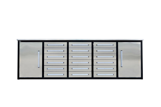 Steelman 10' armoire de rangement avec établi en acier inoxydable (18 tiroirs & 2 cabinets)