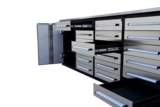Steelman 10' armoire de rangement avec établi en acier inoxydable (18 tiroirs & 2 cabinets)