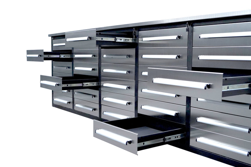 Load image into Gallery viewer, Steelman 10&#39; Stainless Steel Garage Cabinet Workbench (30 Drawers)
