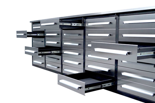 Steelman 10' Stainless Steel Garage Cabinet Workbench (30 Drawers)