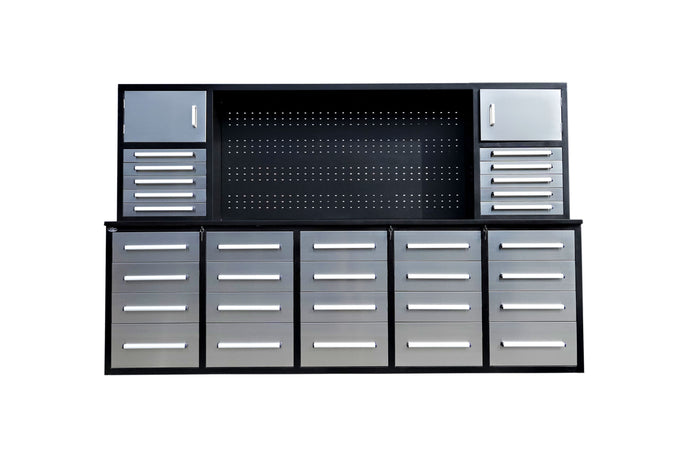 Steelman 10‘ armoire de rangement avec établi en acier inoxydable (30 tiroirs & 2 cabinets)