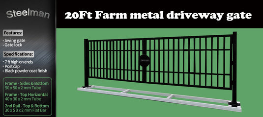 Greatbear 20' Farm Metal Driveway Gate TM18-NCC