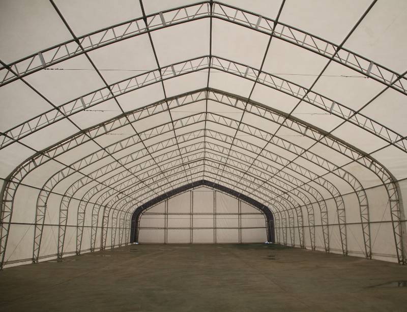 Load image into Gallery viewer, Gold Mountain Double Truss Peak Storage Shelter-W40&#39;xL80&#39;xH23&#39;
