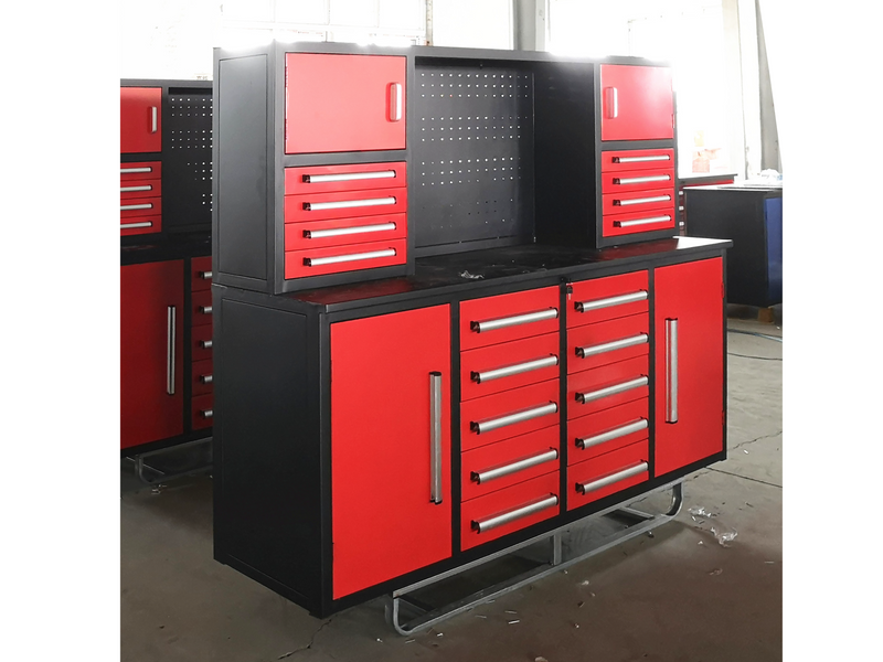 Load image into Gallery viewer, Steelman 7&#39; Garage Storage Cabinet with Workbench (18 Drawers &amp; 4 Cabinets &amp; Pegboard)
