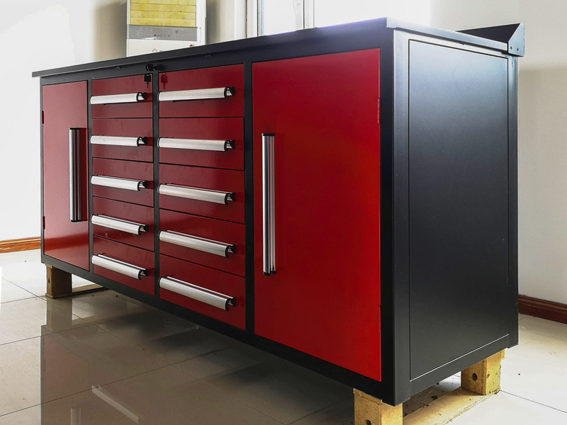 Load image into Gallery viewer, 7 FT Work Bench with 10 Drawers &amp; 2 Cabinets
