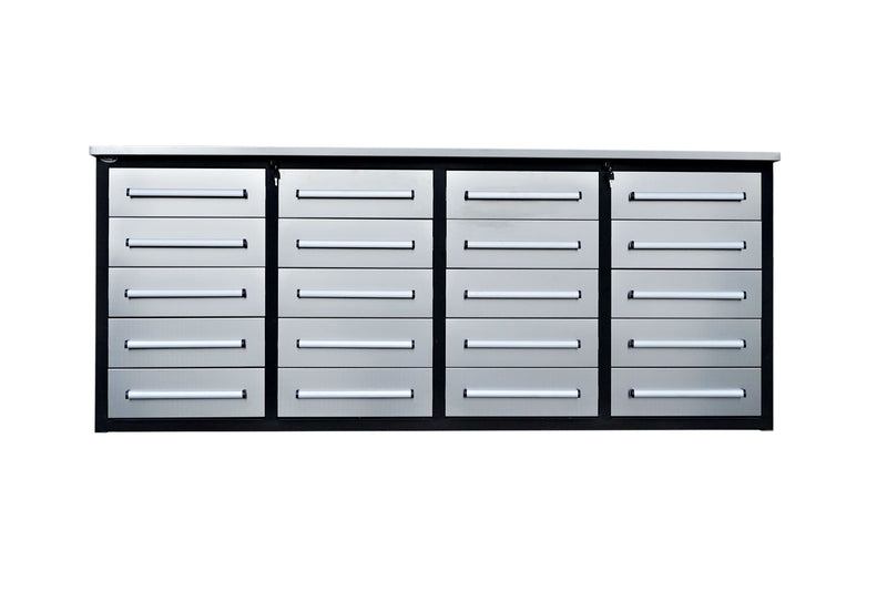 Load image into Gallery viewer, Steelman 7&#39; Stainless Steel Garage Cabinet Workbench (20 Drawers)
