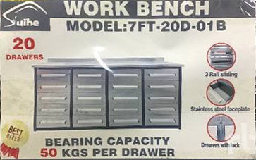 Steelman 7' Stainless Steel Garage Cabinet Workbench (20 Drawers)