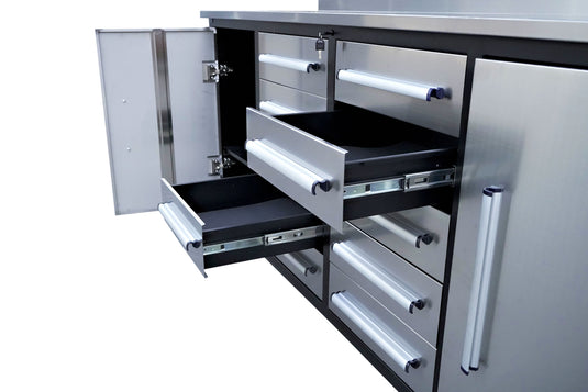 Steelman 7' Stainless Steel Garage Cabinet Workbench (10 Drawers)
