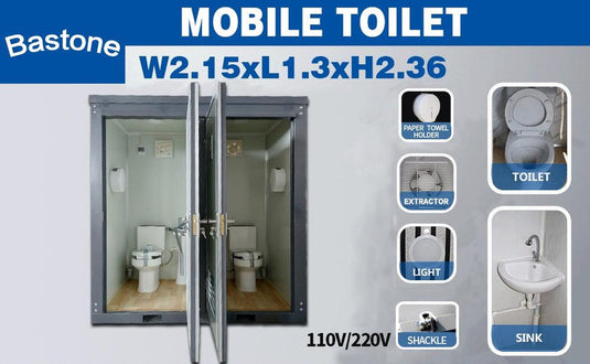 Bastone Portable Restroom 2 Private Toilet Stalls