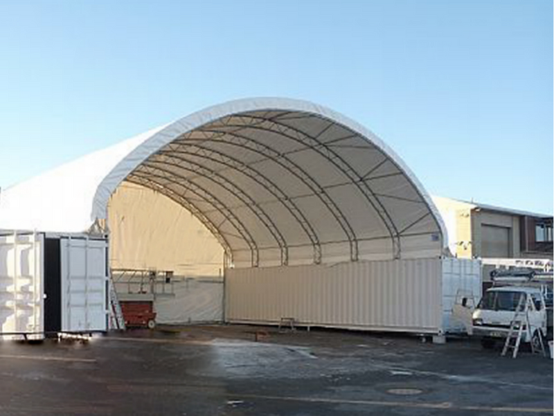Load image into Gallery viewer, Gold Mountain Double Truss Shipping Container Canopy Shelter 40&#39;x40&#39;x15&#39;
