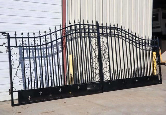 Greatbear Dual Swing Wrought Iron Gate with Curved Pattern